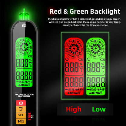 BSIDE S6 Voltage Detector Multimeter Voltage Detector Pen AC/DC Voltage Tester - Black