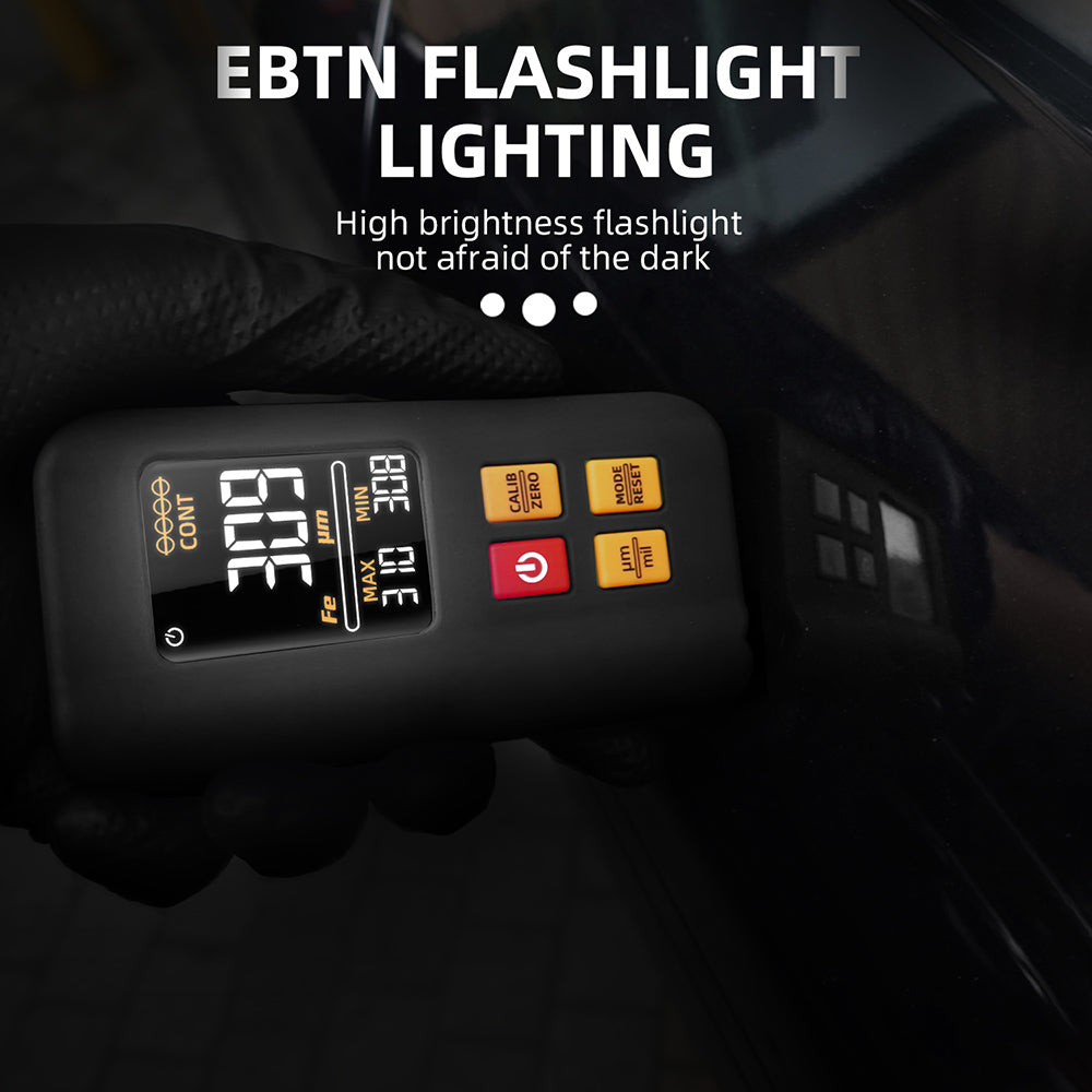 BSIDE T2X Coating Thickness Gauge, Color LCD Screen, Rechargeable Automotive Paint Film Thickness Tester, 0.1 Micrometer/0-1500μm - Black