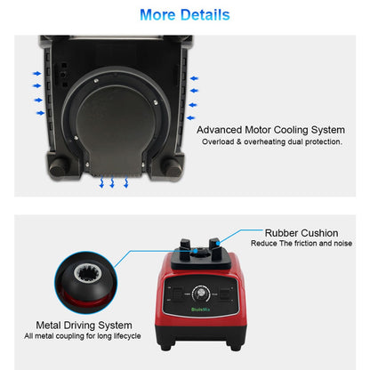 BioloMix G5200 Blender, 2200W Smoothies Mixer, 2L Capacity, Speed Adjustable - Black