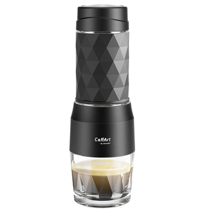 BioloMix HS8439 Portable Coffee Maker, 13-18Bar Pressure Hand Press Capsule Ground Coffee Brewer, 80ml Water Container, for Travel and Picnic - Black