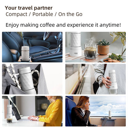 BioloMix HS8439 Portable Coffee Maker, 13-18Bar Pressure Hand Press Capsule Ground Coffee Brewer, 80ml Water Container, for Travel and Picnic - Black