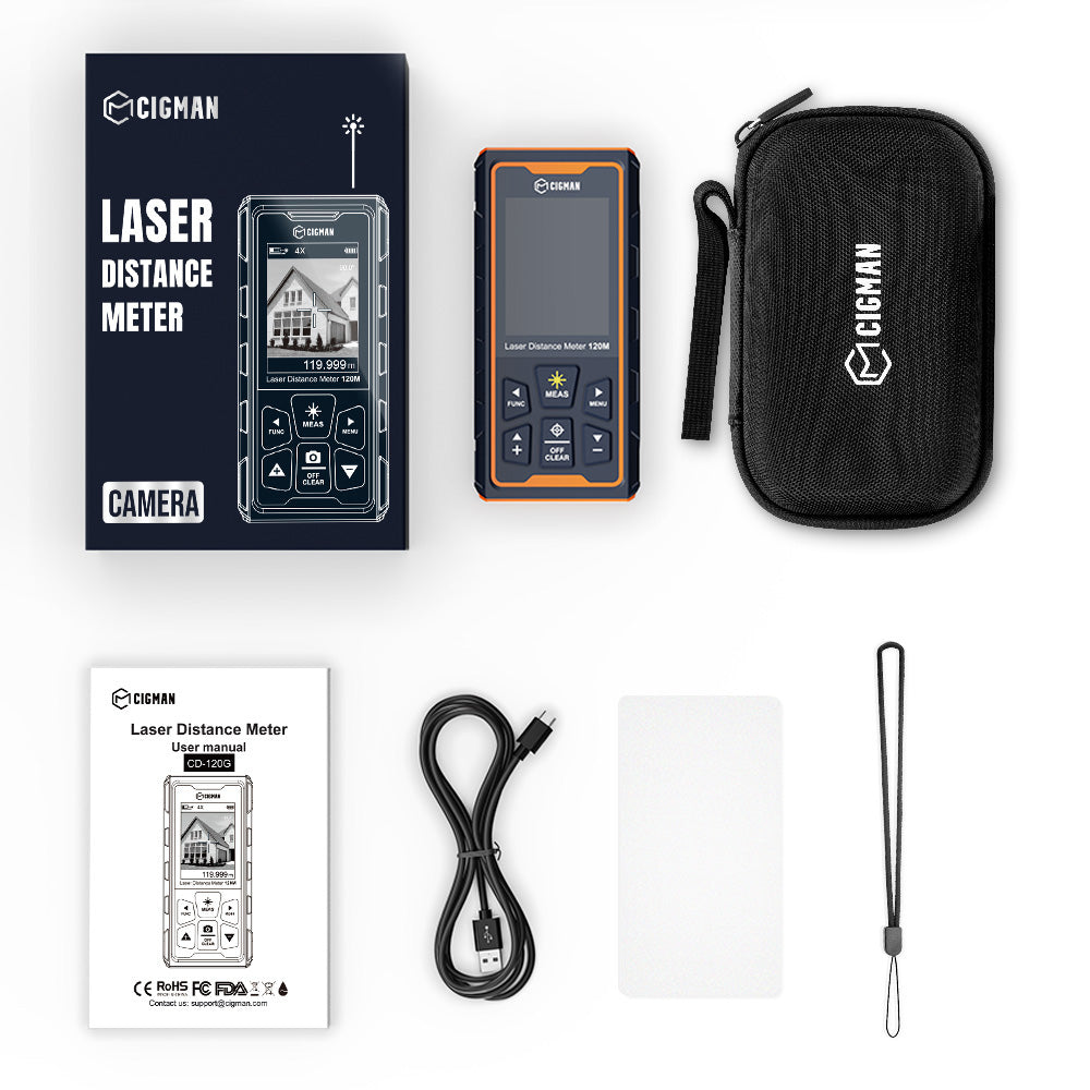 CIGMAN CD-120G Laser Measurement Tool with 4X Camera, P2P Technology, IP68, 2.4inch IPS Display
