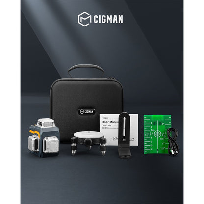 CIGMAN CM-S01 12 Lines Laser Level, With APP Control, 3x360&#176;, Self-leveling &amp; Manual Mode, Stepless Dimming, 30h Max. Usage Time, IP54 Waterproof