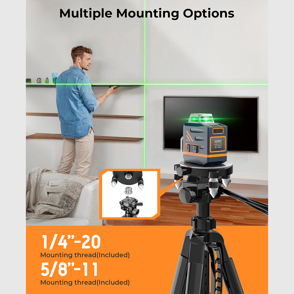 CIGMAN CTP01 1.5m/59inch Laser Level Tripod, with 3-Way Swivel Pan Head and Phone Holder, Quick Release Plate with 1/4&quot; Screw Mount &amp; 5/8&quot; UNF Adapter Nut