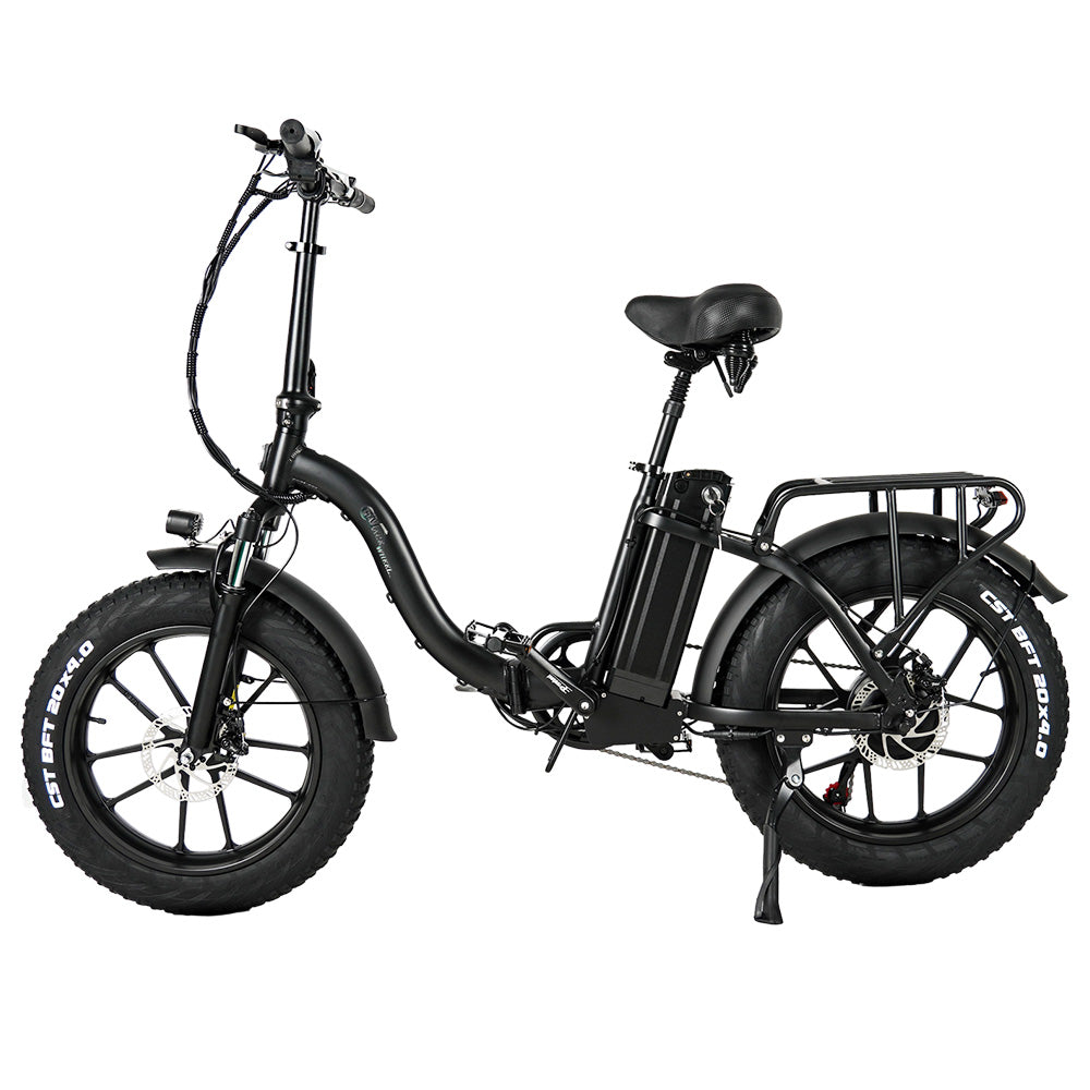 CMACEWHEEL Y20 Folding Electric Bike, 250W Motor, 48V 18Ah Battery, 20 x 4.0&#39;&#39; CST Fat Tires, 25km/h Max Speed, 70-90km Range, Front &amp; Rear Disc Brake, IP65 Waterproof - Black