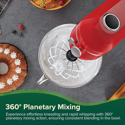 Chefree M500 Kitchen Stand Mixer, 7L Stainless Steel Bowl Dough Machine, 10 Speed Levels, 3 Mixing Attachments, 1800W Power, Red