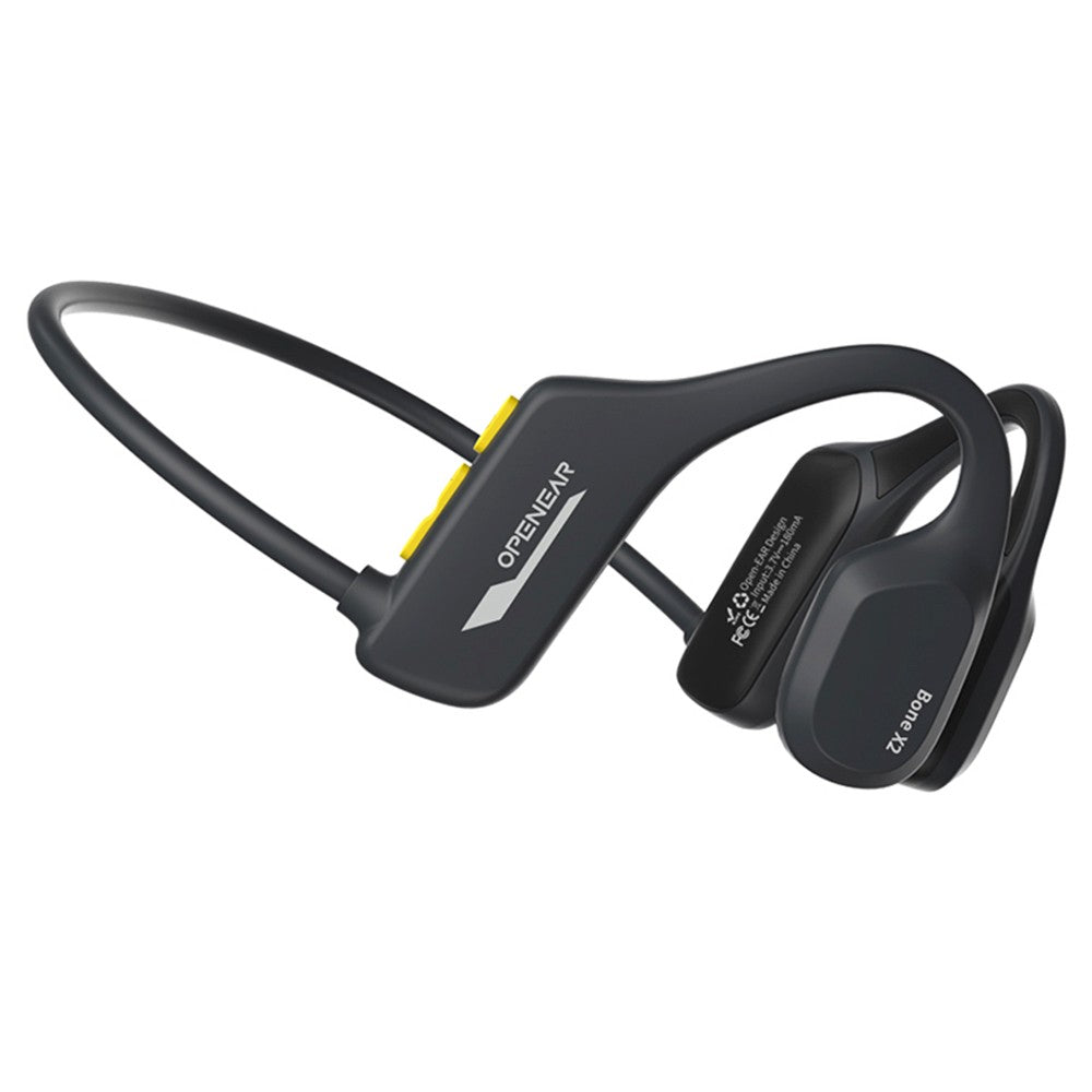 Coowoo OPEN EAR BONE-X2 Bone Conduction Headphone for Swimming, IP68 Waterproof, Bluetooth 5.2, 8GB Storage - Black