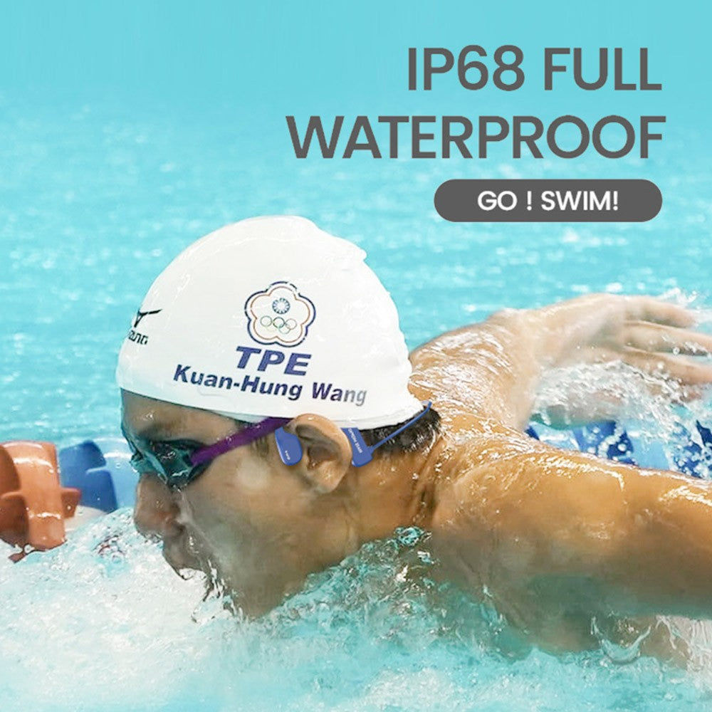 Coowoo OPEN EAR BONE-X2 Bone Conduction Headphone for Swimming, IP68 Waterproof, Bluetooth 5.2, 8GB Storage - Black