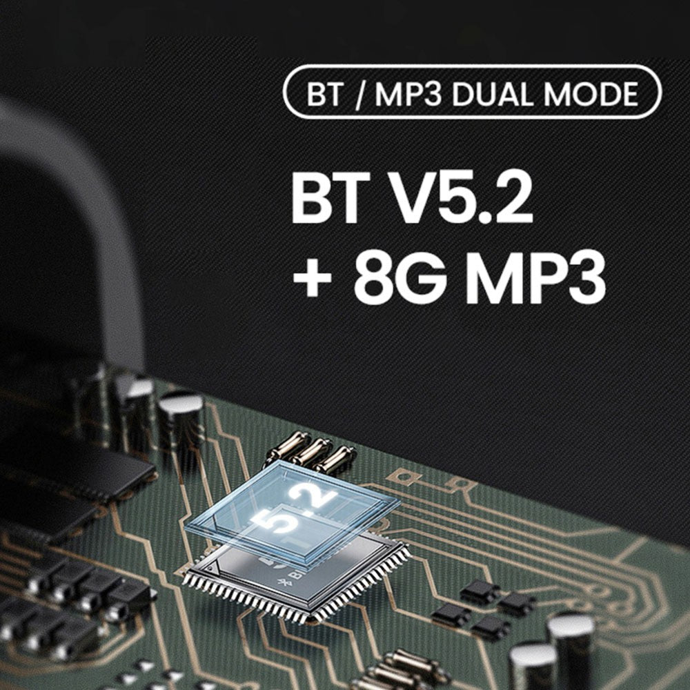 Coowoo OPEN EAR BONE-X2 Bone Conduction Headphone for Swimming, IP68 Waterproof, Bluetooth 5.2, 8GB Storage - Black