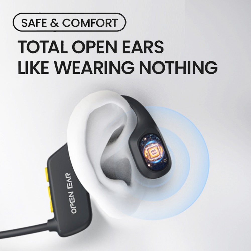 Coowoo OPEN EAR BONE-X2 Bone Conduction Headphone for Swimming, IP68 Waterproof, Bluetooth 5.2, 8GB Storage - Black