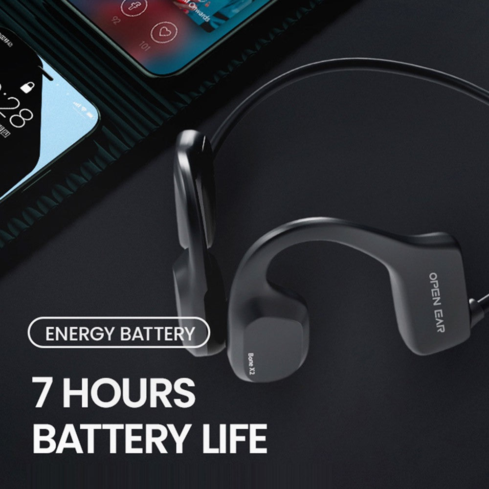 Coowoo OPEN EAR BONE-X2 Bone Conduction Headphone for Swimming, IP68 Waterproof, Bluetooth 5.2, 8GB Storage - Black