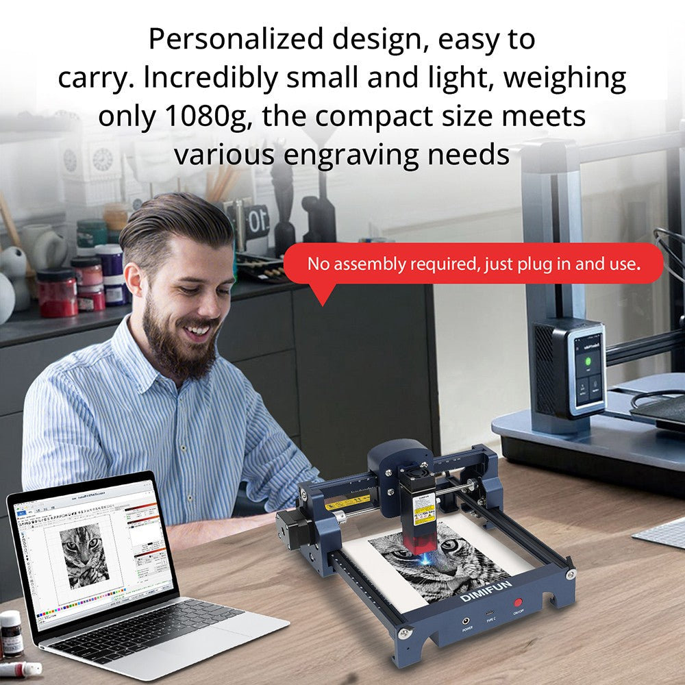 DIMIFUN D9 A25 2.5W Portable Laser Engraving Machine, Eye Protection, 10000mm/min Speed, 0.06mm Spot, 130*130mm, Noise Reduction