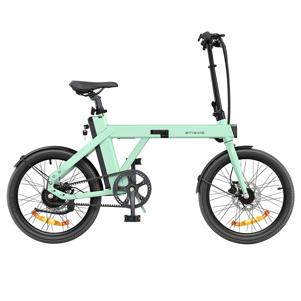 ENGWE P20 20 inch Folding Electric Bike, 250W Silent Motor Torque Sensor, Carbon Belt 36V 9.6Ah Battery 100km range,25km/h Max Speed, Dual Disc Brake, 18.5kg Light Weight Turn Signal - Green