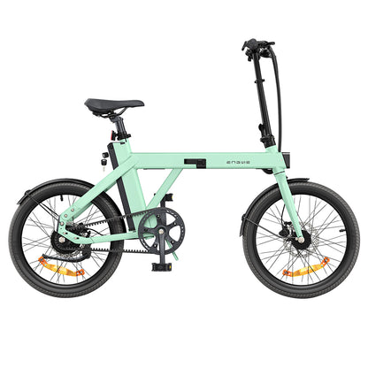 ENGWE P20 20 inch Folding Electric Bike, 250W Silent Motor Torque Sensor, Carbon Belt 36V 9.6Ah Battery 100km range,25km/h Max Speed, Dual Disc Brake, 18.5kg Light Weight Turn Signal - Green