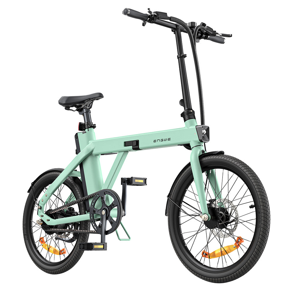 ENGWE P20 20 inch Folding Electric Bike, 250W Silent Motor Torque Sensor, Carbon Belt 36V 9.6Ah Battery 100km range,25km/h Max Speed, Dual Disc Brake, 18.5kg Light Weight Turn Signal - Green