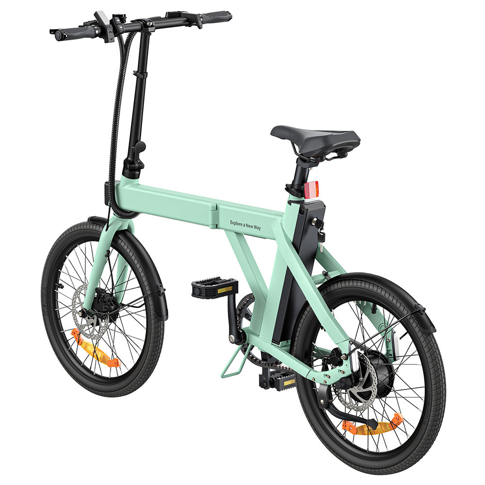 ENGWE P20 20 inch Folding Electric Bike, 250W Silent Motor Torque Sensor, Carbon Belt 36V 9.6Ah Battery 100km range,25km/h Max Speed, Dual Disc Brake, 18.5kg Light Weight Turn Signal - Green