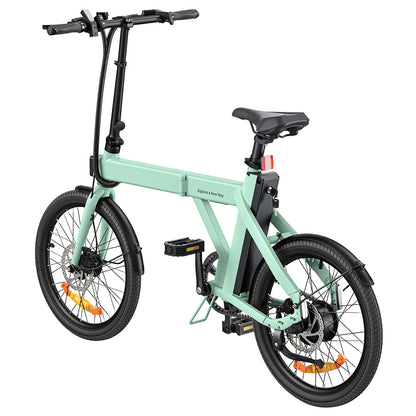 ENGWE P20 20 inch Folding Electric Bike, 250W Silent Motor Torque Sensor, Carbon Belt 36V 9.6Ah Battery 100km range,25km/h Max Speed, Dual Disc Brake, 18.5kg Light Weight Turn Signal - Green