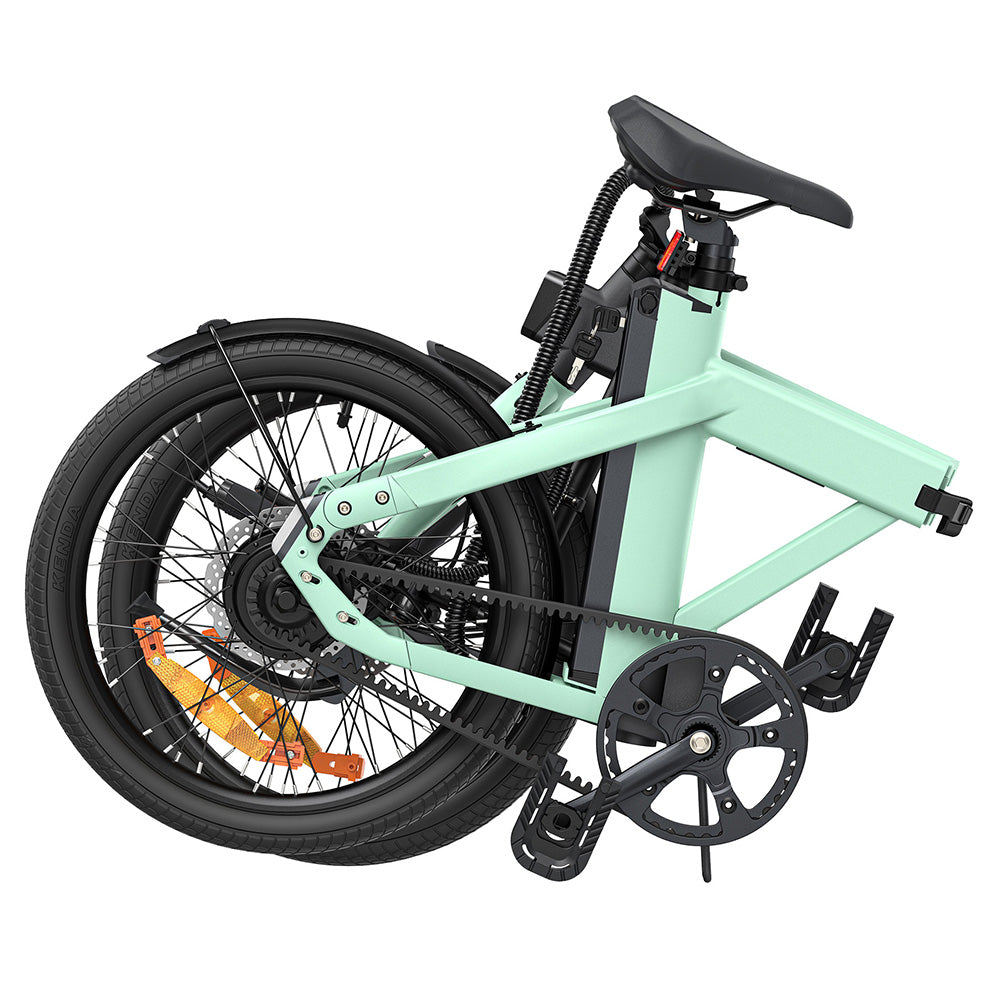 ENGWE P20 20 inch Folding Electric Bike, 250W Silent Motor Torque Sensor, Carbon Belt 36V 9.6Ah Battery 100km range,25km/h Max Speed, Dual Disc Brake, 18.5kg Light Weight Turn Signal - Green