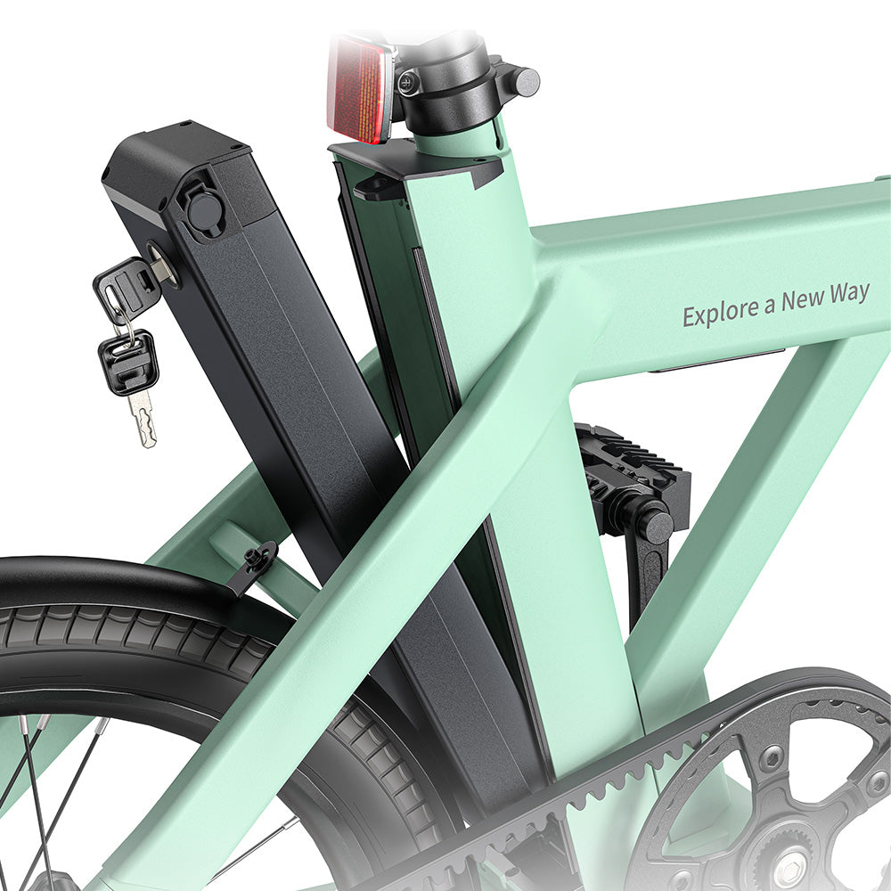 ENGWE P20 20 inch Folding Electric Bike, 250W Silent Motor Torque Sensor, Carbon Belt 36V 9.6Ah Battery 100km range,25km/h Max Speed, Dual Disc Brake, 18.5kg Light Weight Turn Signal - Green