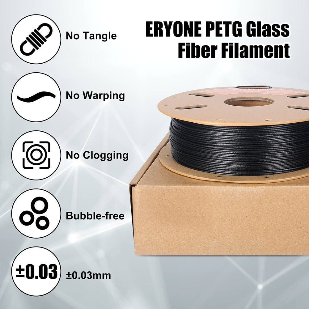 ERYONE Glass Fiber PETG Filament, 1kg - Black