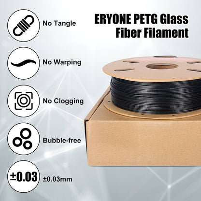 ERYONE Glass Fiber PETG Filament, 1kg - Black