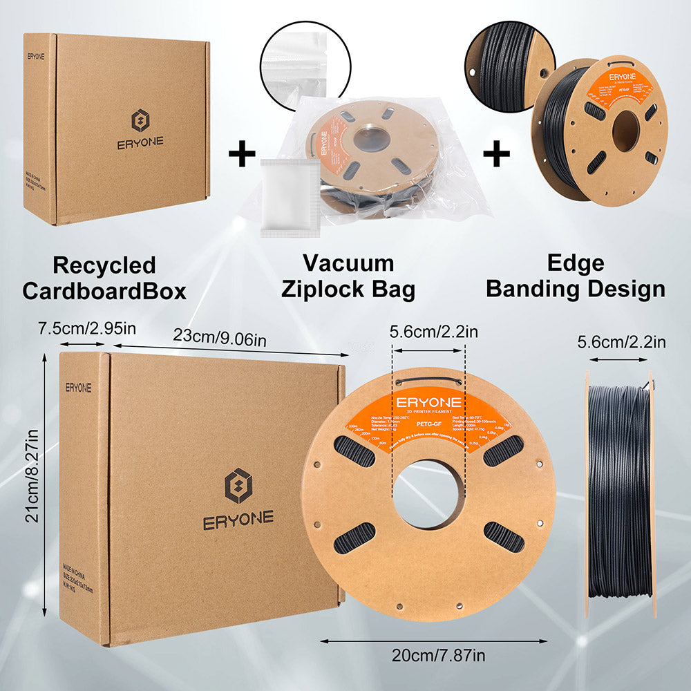 ERYONE Glass Fiber PETG Filament, 1kg - Black