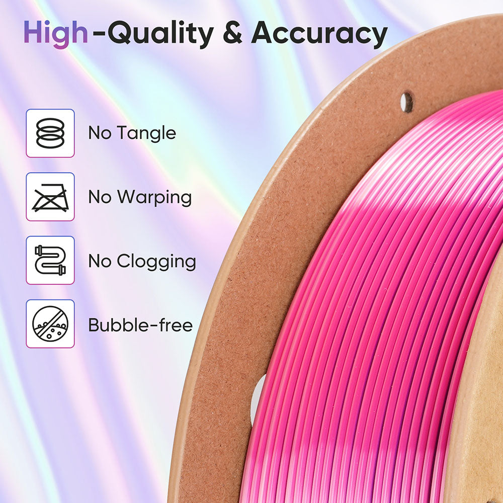 ERYONE High Speed Four-color Silk PLA Filament, 1kg - Cold Flame Nocturnal (Dark Purple &amp; Magenta &amp; Pink &amp; Sky Blue)