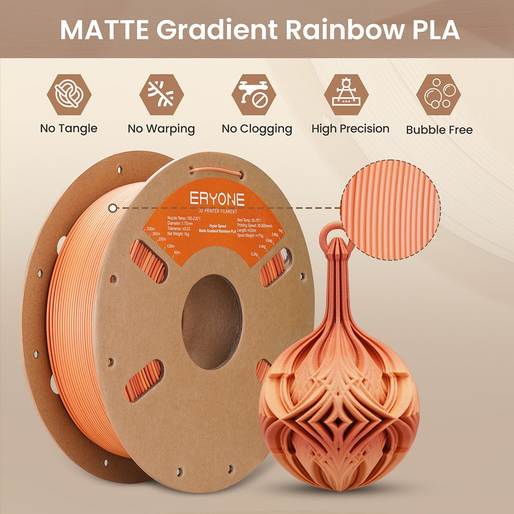 ERYONE High Speed Matte Gradient PLA Filament 1kg, Golden &amp; Red
