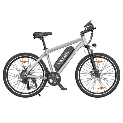 ESKUTE M100 Electric Bike, 250W Brushless Motor, 36V 10.4Ah Removable Battery, 27.5*1.95&quot; Tires, 25km/h Max Speed, 30-55km Range, Disc Brakes, SHIMANO 7-speed, Front Suspension - Silver