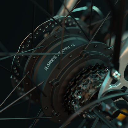 ESKUTE M100 Electric Bike, 250W Brushless Motor, 36V 10.4Ah Removable Battery, 27.5*1.95&quot; Tires, 25km/h Max Speed, 30-55km Range, Disc Brakes, SHIMANO 7-speed, Front Suspension - Silver