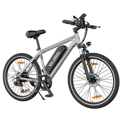 ESKUTE M100 Electric Bike, 250W Brushless Motor, 36V 10.4Ah Removable Battery, 27.5*1.95&quot; Tires, 25km/h Max Speed, 30-55km Range, Disc Brakes, SHIMANO 7-speed, Front Suspension - Silver