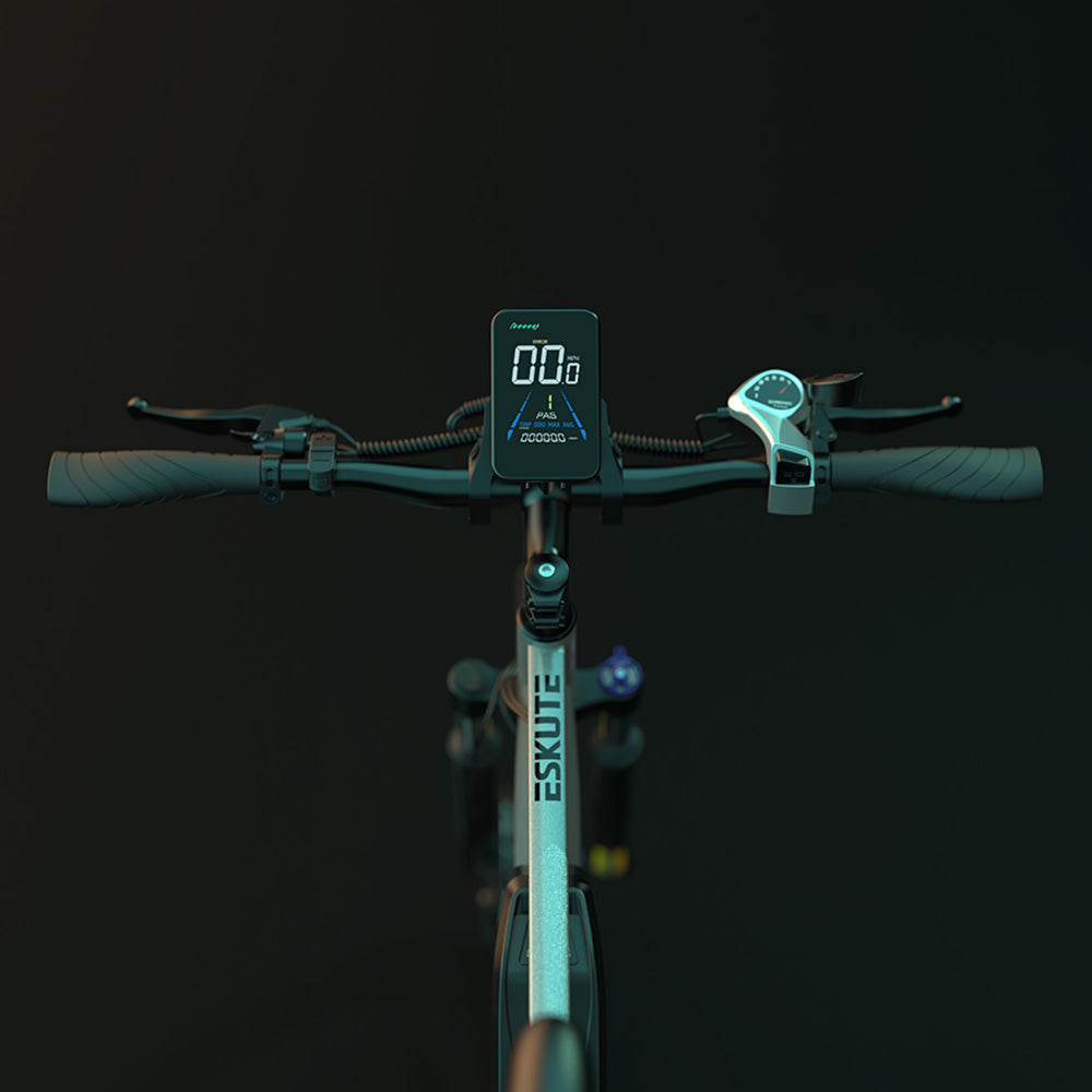 ESKUTE M100 Electric Bike, 250W Brushless Motor, 36V 10.4Ah Removable Battery, 27.5*1.95&quot; Tires, 25km/h Max Speed, 30-55km Range, Disc Brakes, SHIMANO 7-speed, Front Suspension - Silver