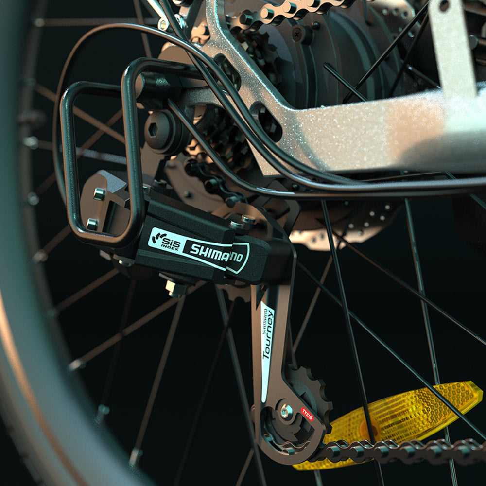 ESKUTE M100 Electric Bike, 250W Brushless Motor, 36V 10.4Ah Removable Battery, 27.5*1.95&quot; Tires, 25km/h Max Speed, 30-55km Range, Disc Brakes, SHIMANO 7-speed, Front Suspension - Silver