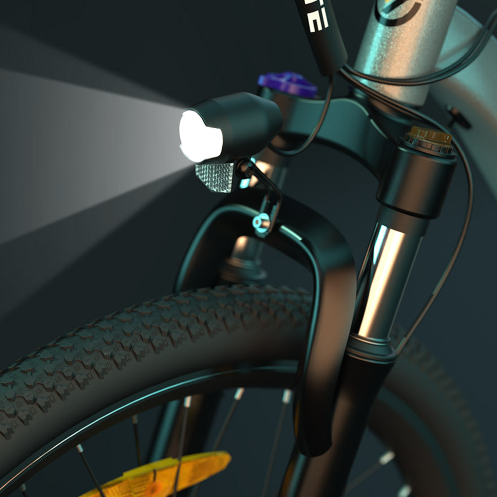 ESKUTE M100 Electric Bike, 250W Brushless Motor, 36V 10.4Ah Removable Battery, 27.5*1.95&quot; Tires, 25km/h Max Speed, 30-55km Range, Disc Brakes, SHIMANO 7-speed, Front Suspension - Silver