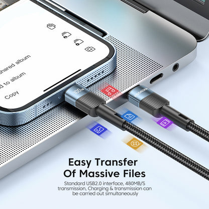 ESSAGER 100W Type-C to Type-C Data Cable, PD Fast Charging, 480Mbps Transmission Speed, for MacBook / Tablet / Huawei Samsung Mobile Phone - 1m Cable
