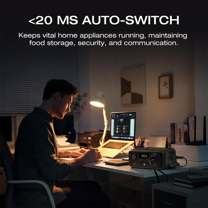 EcoFlow RIVER 3 Portable Power Station, 245Wh LiFePO4 Battery, 300W Up to 600W AC Output, 6 Outlets, &lt;20ms UPS &amp; &lt;30dB, IP54 Waterproof, 1h Fast Charging Solar Generator, for Outdoor/Camping/Home Use