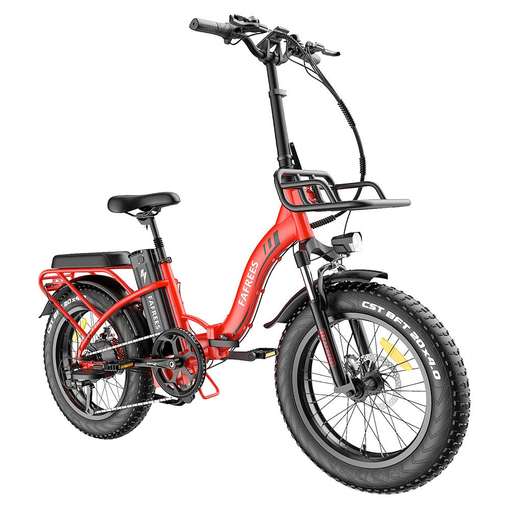 Fafrees F20 Max Electric Bike 20*4.0 Inch Fat Tire 500W Brushless Motor 25Km/h Speed Removable 48V 22.5Ah Samsung Cell Battery Front &amp; Rear Disc Brakes Shimano 7-Speed Gear 150KG Max Speed Folding E-bike with Footrest - Red