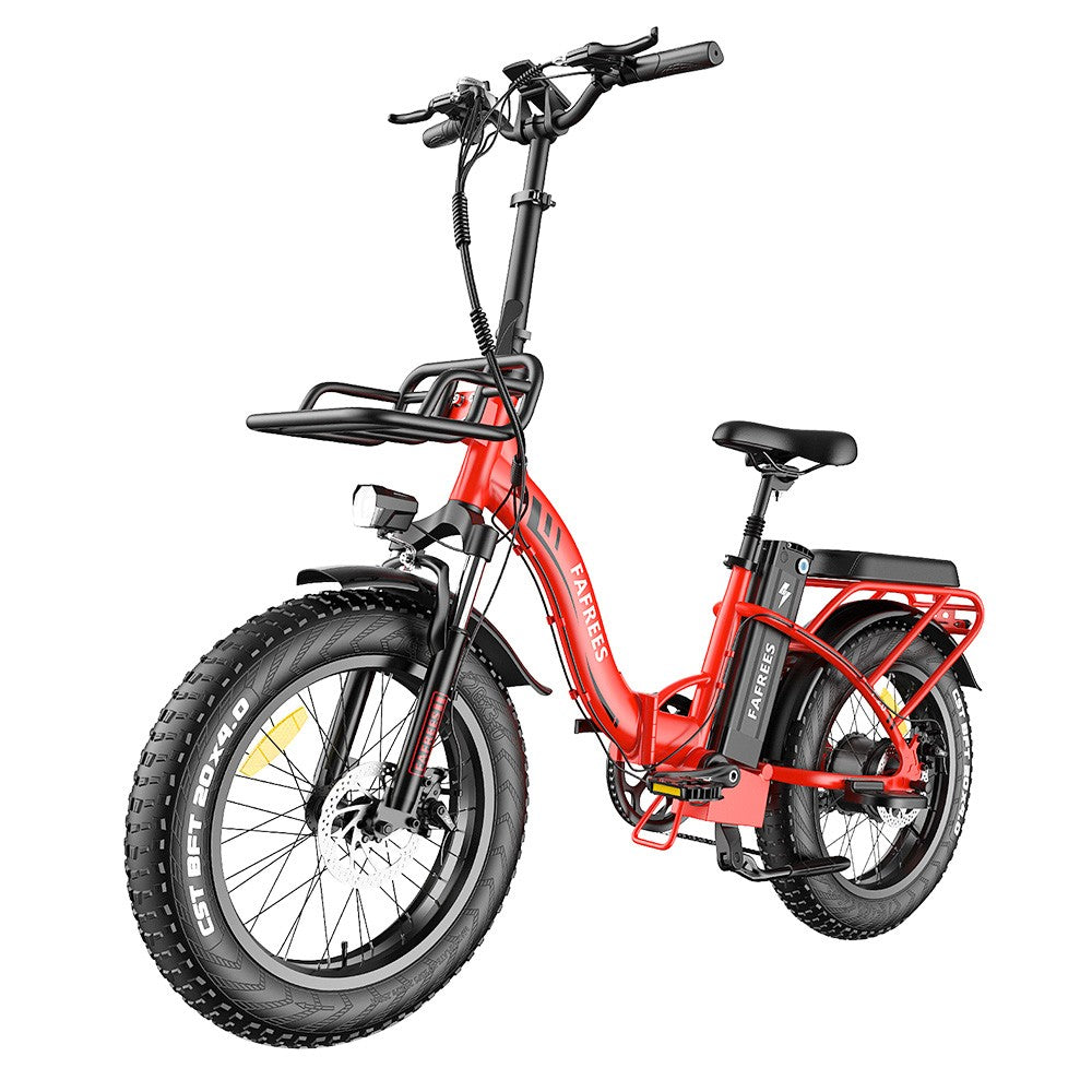 Fafrees F20 Max Electric Bike 20*4.0 Inch Fat Tire 500W Brushless Motor 25Km/h Speed Removable 48V 22.5Ah Samsung Cell Battery Front &amp; Rear Disc Brakes Shimano 7-Speed Gear 150KG Max Speed Folding E-bike with Footrest - Red