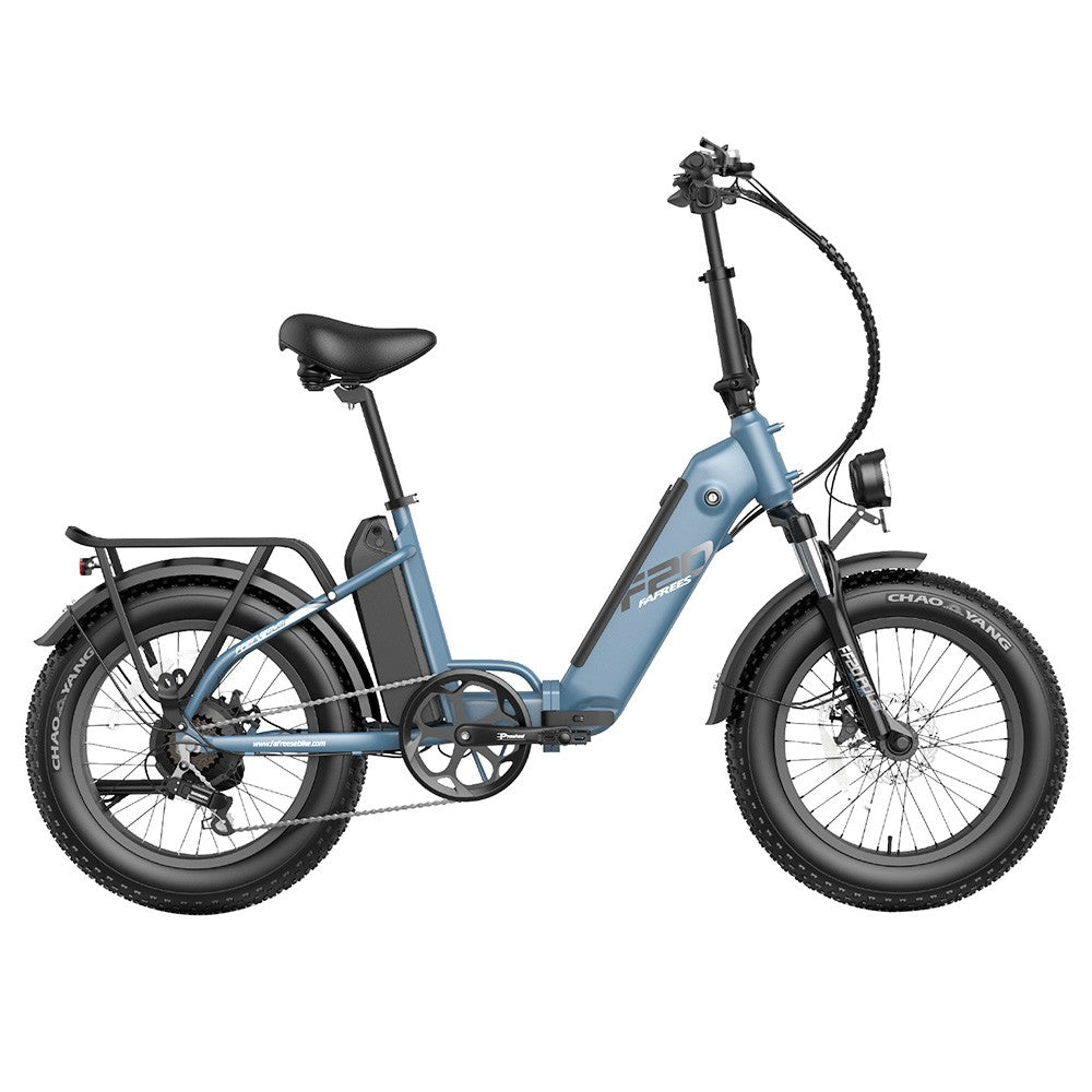 Fafrees FF20 Polar Electric Bike 48V 500W Motor 40Km/h Max Speed Dual 10.4Ah Batteries for 150KM Range 20*4.0 Inch CHAOYANG Fat Tire Double Disc Brakes Shimano 7-Speed Gear LCD Color Display - Blue
