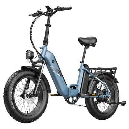 Fafrees FF20 Polar Electric Bike 48V 500W Motor 40Km/h Max Speed Dual 10.4Ah Batteries for 150KM Range 20*4.0 Inch CHAOYANG Fat Tire Double Disc Brakes Shimano 7-Speed Gear LCD Color Display - Blue