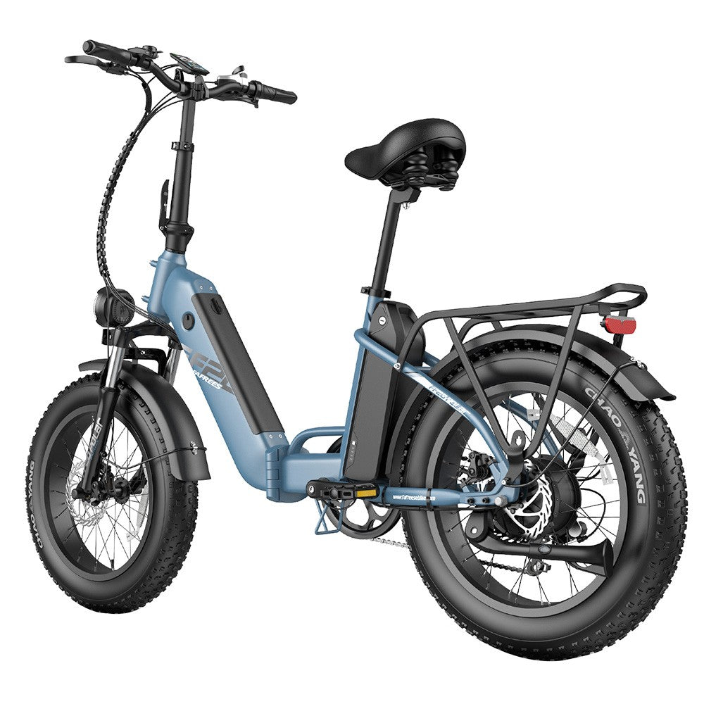 Fafrees FF20 Polar Electric Bike 48V 500W Motor 40Km/h Max Speed Dual 10.4Ah Batteries for 150KM Range 20*4.0 Inch CHAOYANG Fat Tire Double Disc Brakes Shimano 7-Speed Gear LCD Color Display - Blue