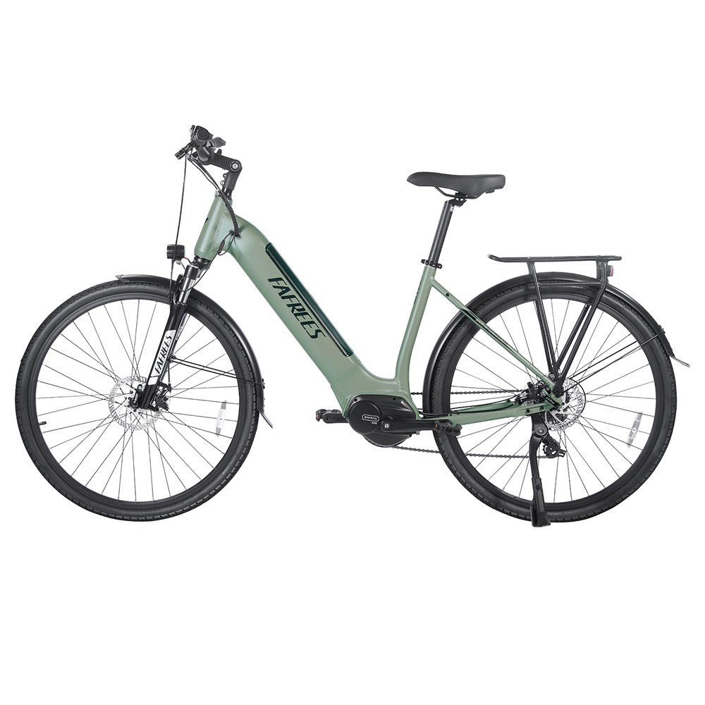 Fafrees FM9 City Electric Bike KENDA 700C*45C Tire 250W Bafang Mid-Drive Motor 25Km/h Max Speed 36V 15Ah Battery 100KM Range SHIMANO 7-Speed TEKTRO Mechanical Disc Brakes - Green