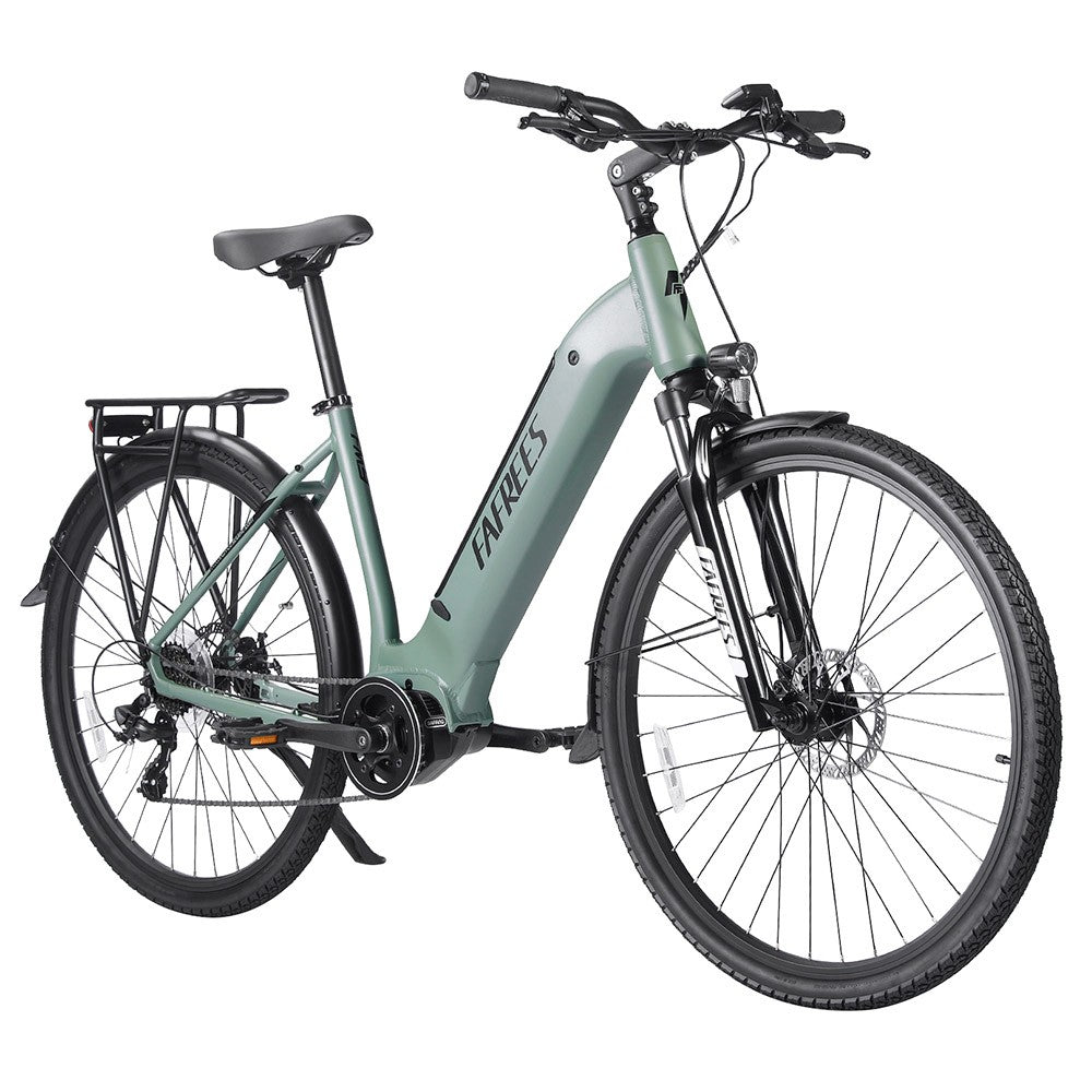 Fafrees FM9 City Electric Bike KENDA 700C*45C Tire 250W Bafang Mid-Drive Motor 25Km/h Max Speed 36V 15Ah Battery 100KM Range SHIMANO 7-Speed TEKTRO Mechanical Disc Brakes - Green