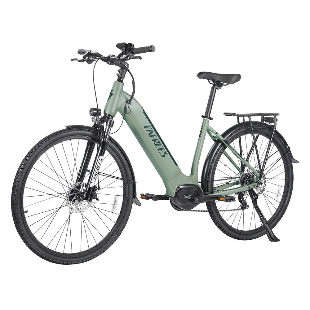 Fafrees FM9 City Electric Bike KENDA 700C*45C Tire 250W Bafang Mid-Drive Motor 25Km/h Max Speed 36V 15Ah Battery 100KM Range SHIMANO 7-Speed TEKTRO Mechanical Disc Brakes - Green