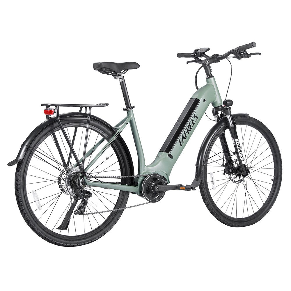 Fafrees FM9 City Electric Bike KENDA 700C*45C Tire 250W Bafang Mid-Drive Motor 25Km/h Max Speed 36V 15Ah Battery 100KM Range SHIMANO 7-Speed TEKTRO Mechanical Disc Brakes - Green