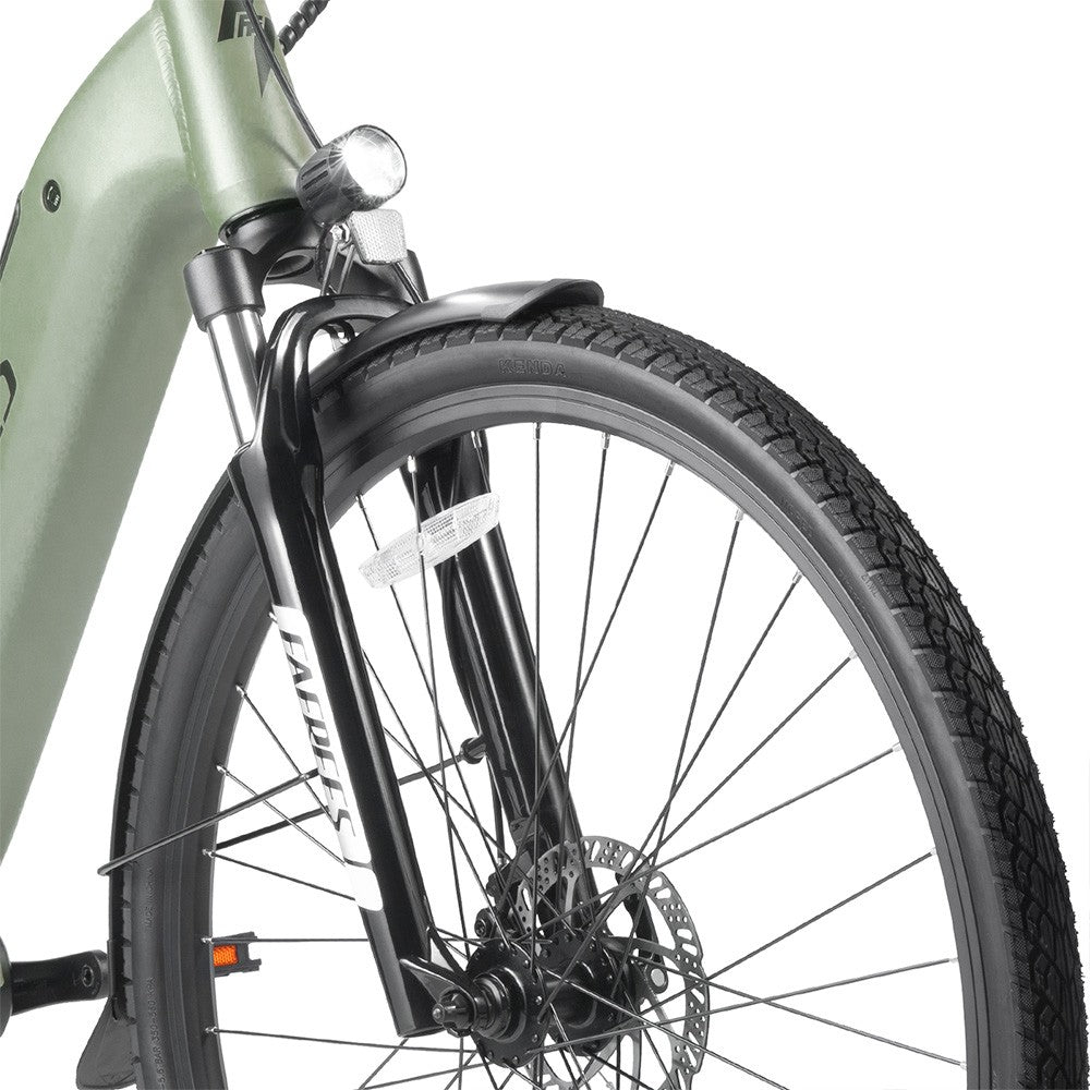 Fafrees FM9 City Electric Bike KENDA 700C*45C Tire 250W Bafang Mid-Drive Motor 25Km/h Max Speed 36V 15Ah Battery 100KM Range SHIMANO 7-Speed TEKTRO Mechanical Disc Brakes - Green