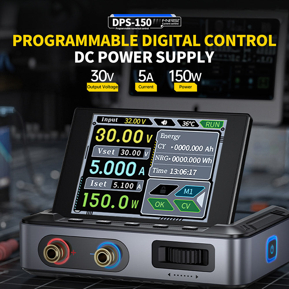 FNIRSI DPS-150 DC Power Supply Variable, 30V 5A  Adjustable, 150W Power, 4-Digit IPS Display, 90 Degree Flip Degin, &lt;20mV Power Ripple, PD/QC/DC Input, PC Programmable Switching