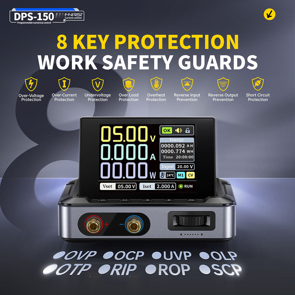 FNIRSI DPS-150 DC Power Supply Variable, 30V 5A  Adjustable, 150W Power, 4-Digit IPS Display, 90 Degree Flip Degin, &lt;20mV Power Ripple, PD/QC/DC Input, PC Programmable Switching