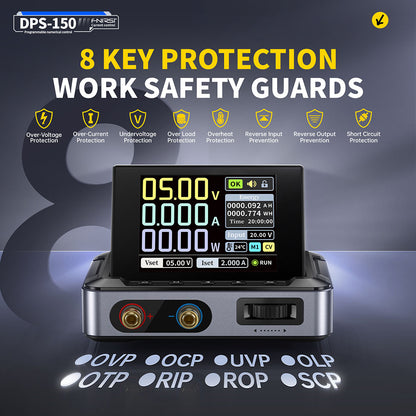 FNIRSI DPS-150 DC Power Supply Variable, 30V 5A  Adjustable, 150W Power, 4-Digit IPS Display, 90 Degree Flip Degin, &lt;20mV Power Ripple, PD/QC/DC Input, PC Programmable Switching