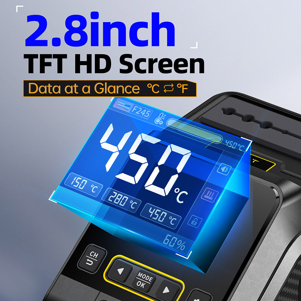 FNIRSI DWS-200 F245 Premium 200W Soldering Iron Station Kit, with 6 Iron Tips and 2 Helping Hands, Temp Value &amp; Curve Mode, 3 Temperature Storage, Full-Color Display